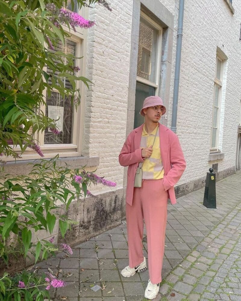 phối đồ với áo blazer nam cùng áo polo