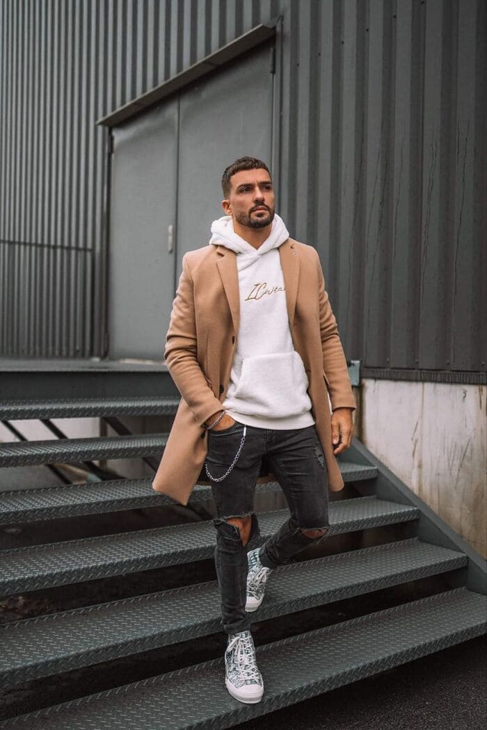 phối đồ với áo khoác nam cùng áo hoodie