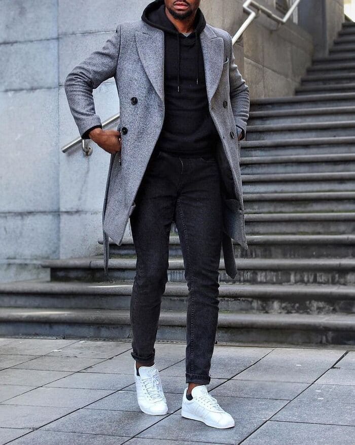 phối đồ với áo khoác nam cùng áo hoodie